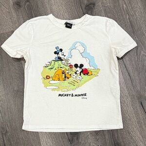 🌼Disney X Zara Cream/White Mickey & Minnie Tee
